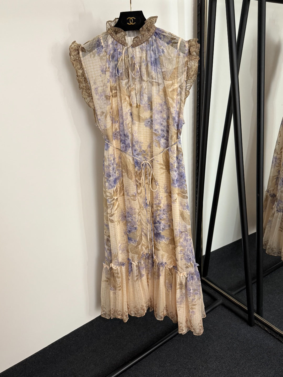 Ruffled-Collar, Tie-Waist, Sleeveless Vest Dress