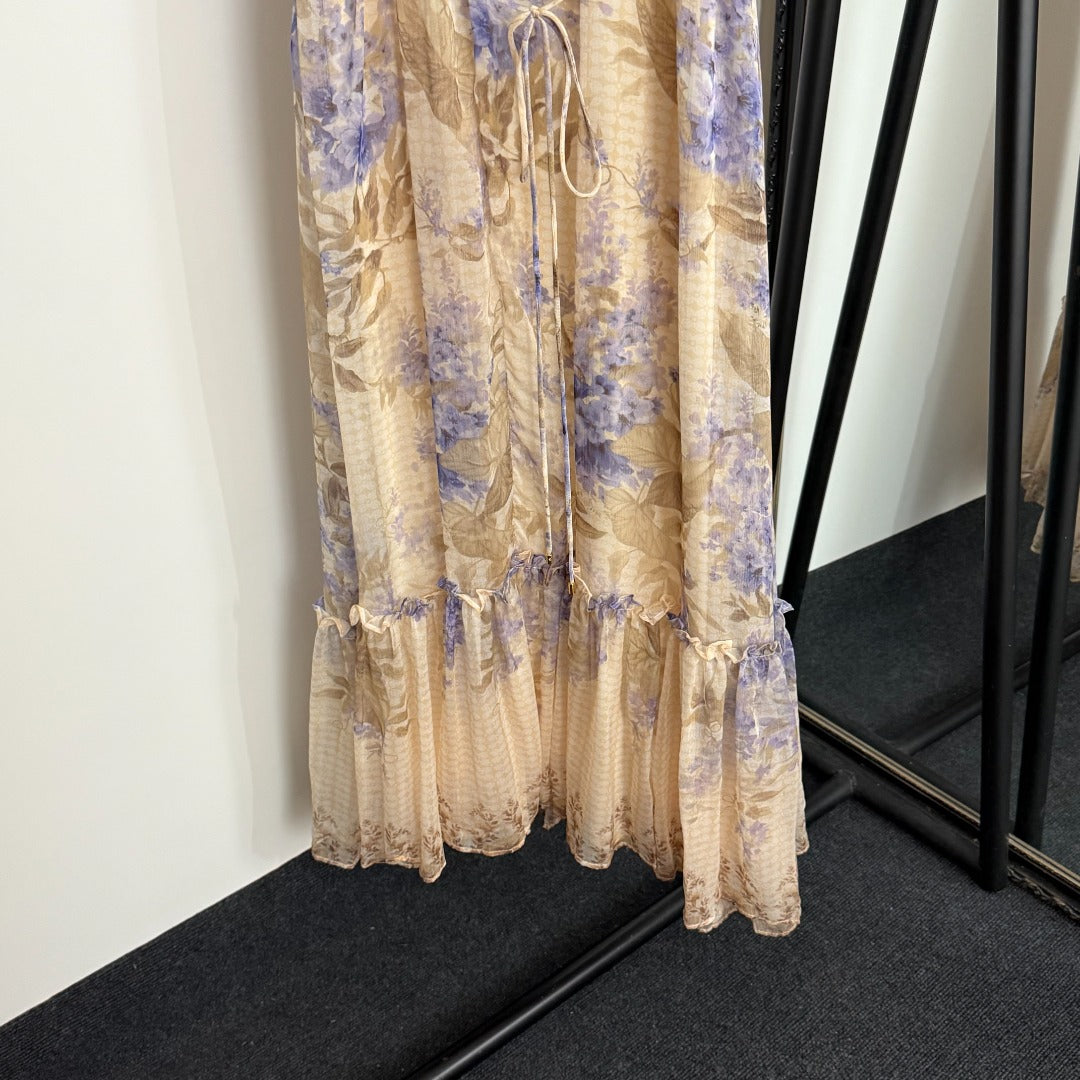 Ruffled-Collar, Tie-Waist, Sleeveless Vest Dress