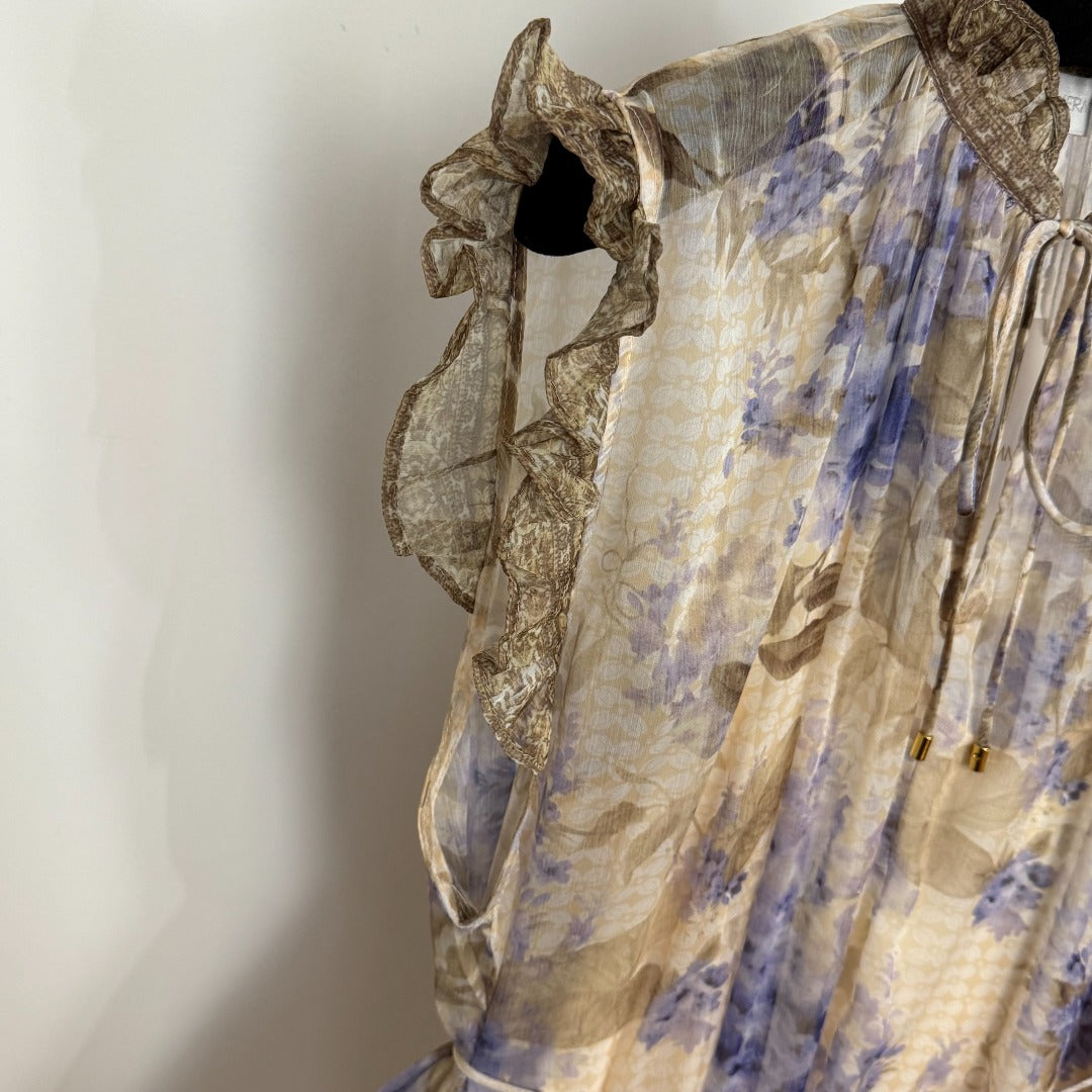 Ruffled-Collar, Tie-Waist, Sleeveless Vest Dress
