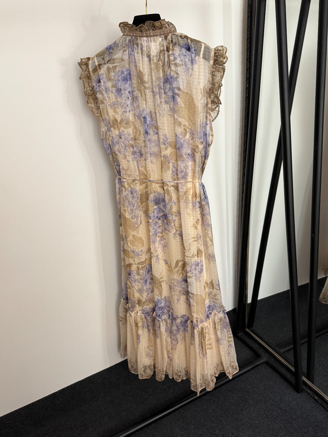 Ruffled-Collar, Tie-Waist, Sleeveless Vest Dress