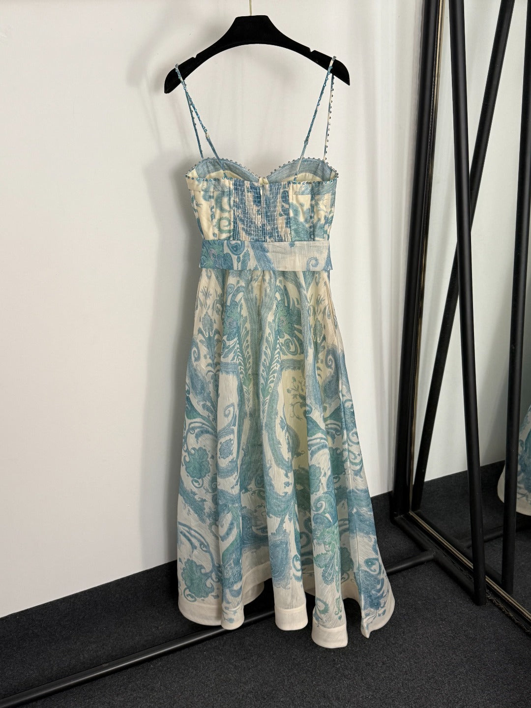 Retro-Print Strapless Fit-and-Flare Dress