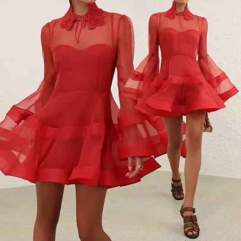 Flared-Sleeve Dress + Strapless Slip Dress