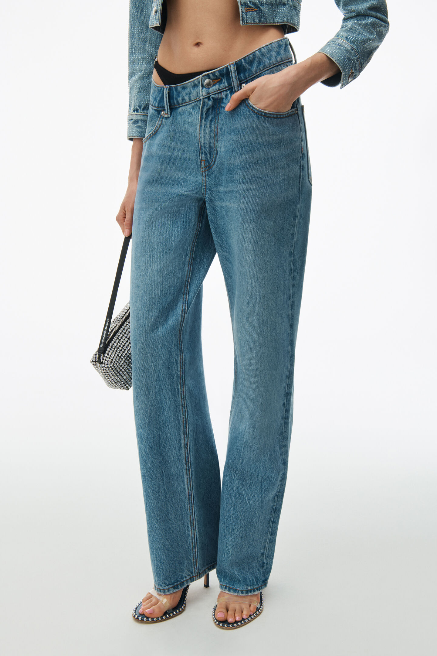 ASYMMETRICAL BIKINI LAYER JEANS