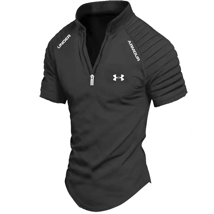Men's zipper short sleeve sports casual shirt