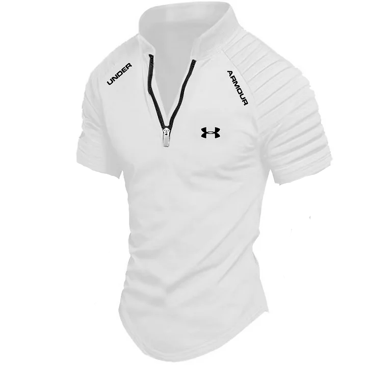 Men's zipper short sleeve sports casual shirt