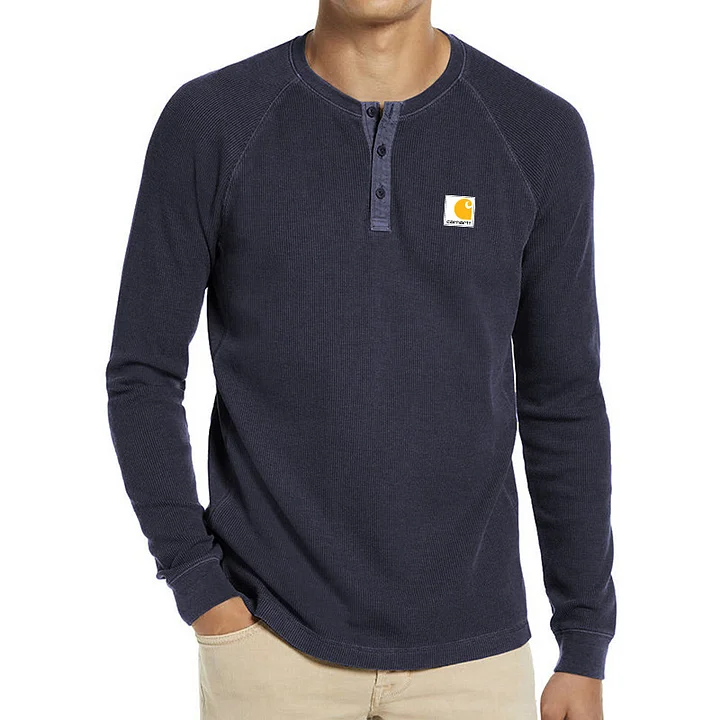Men's Waffle Long Sleeve Casual T-Shirt