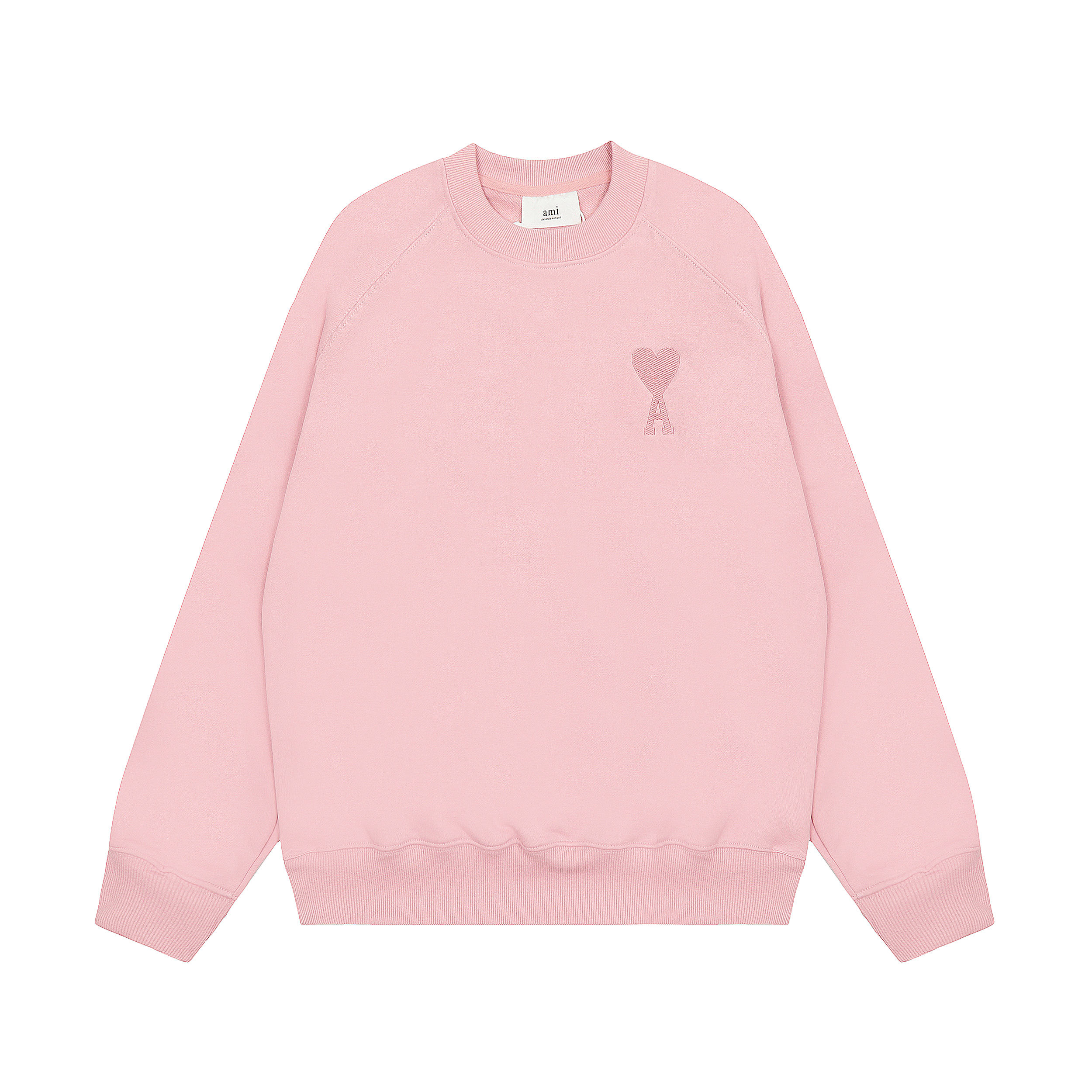 MA* Red Heart Solid Color Big Heart Round Neck Peach Heart Sweatshirt (10 Colors)