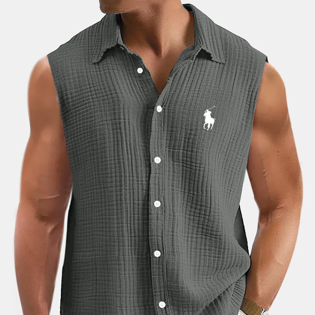 Men's Casual Loose And Comfortable Textured Sleeveless Shirt