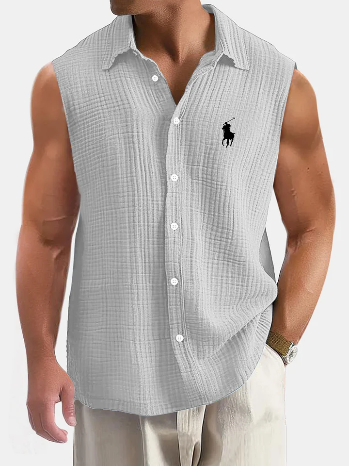 Men's Casual Loose And Comfortable Textured Sleeveless Shirt