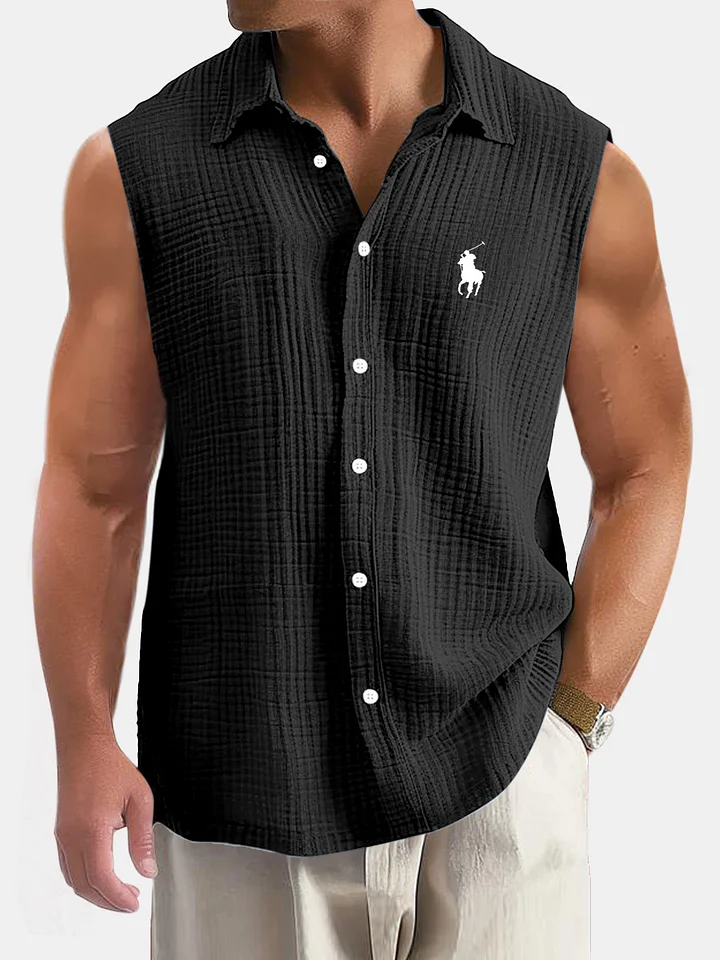 Men's Casual Loose And Comfortable Textured Sleeveless Shirt