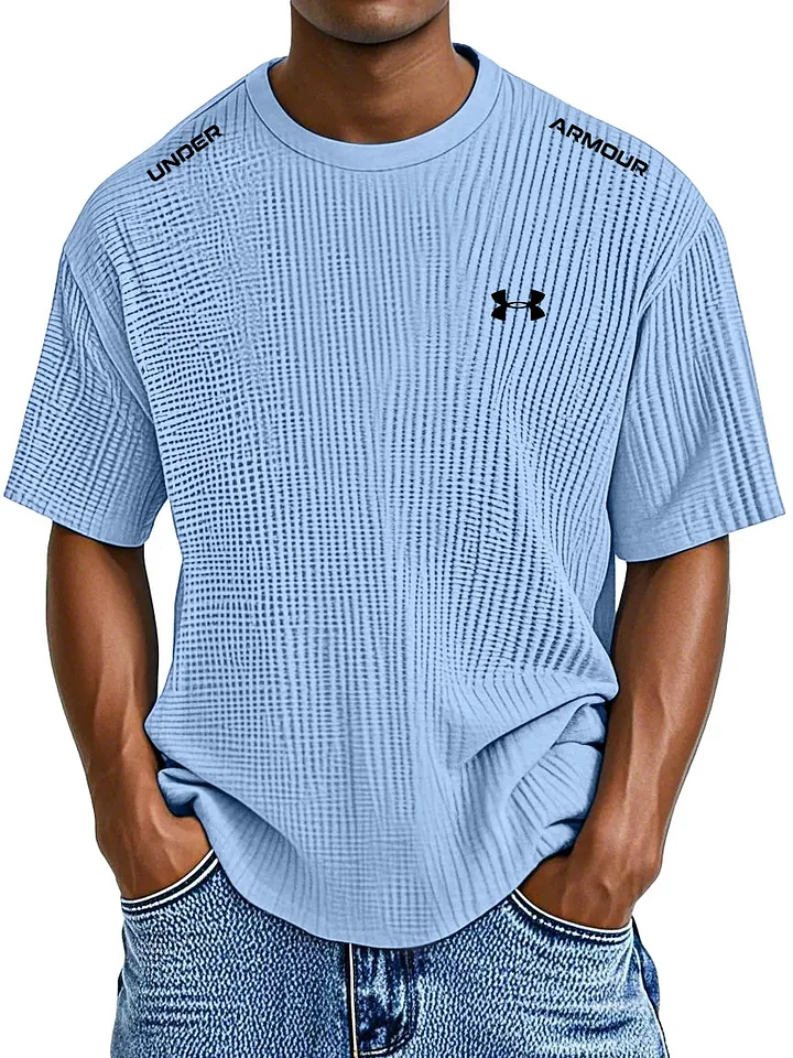 Men's Casual Waffle Crew Neck T-Shirt