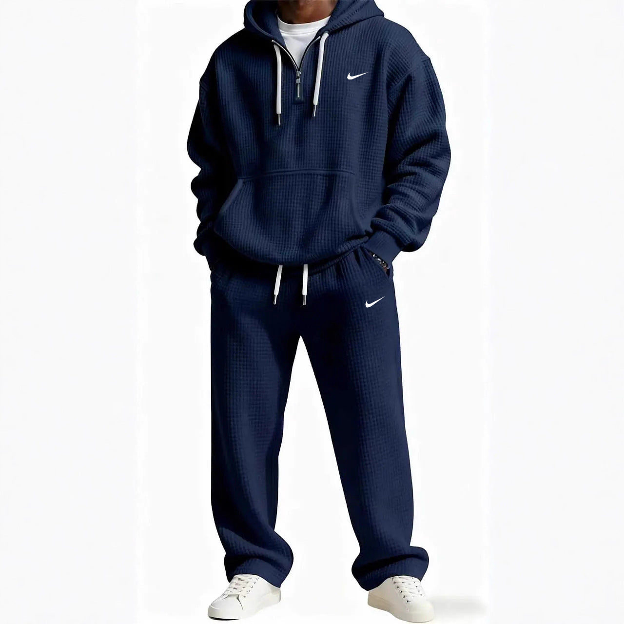 Men's Waffle Knit Hoodie and Sweatpants Set