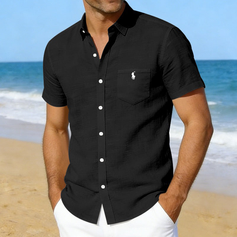 Men's Casual Short-Sleeve Linen Shirt