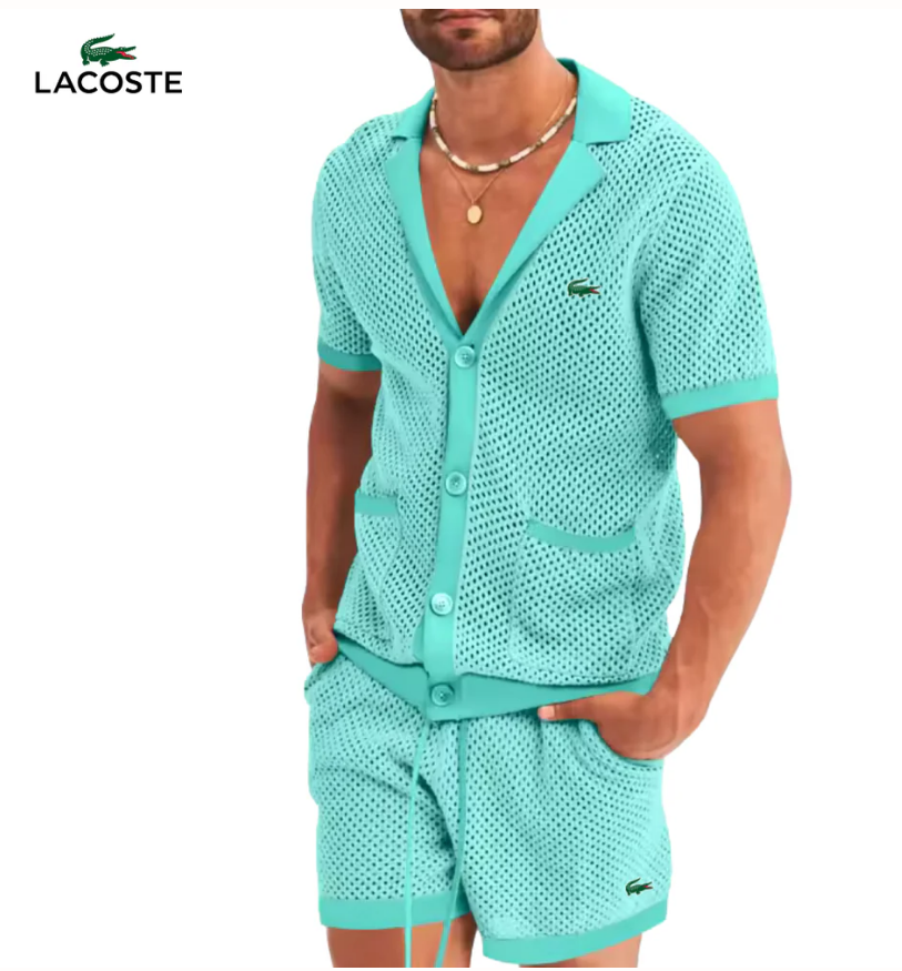 Men's Casual Short-Sleeve Polo Shirt & Shorts Set
