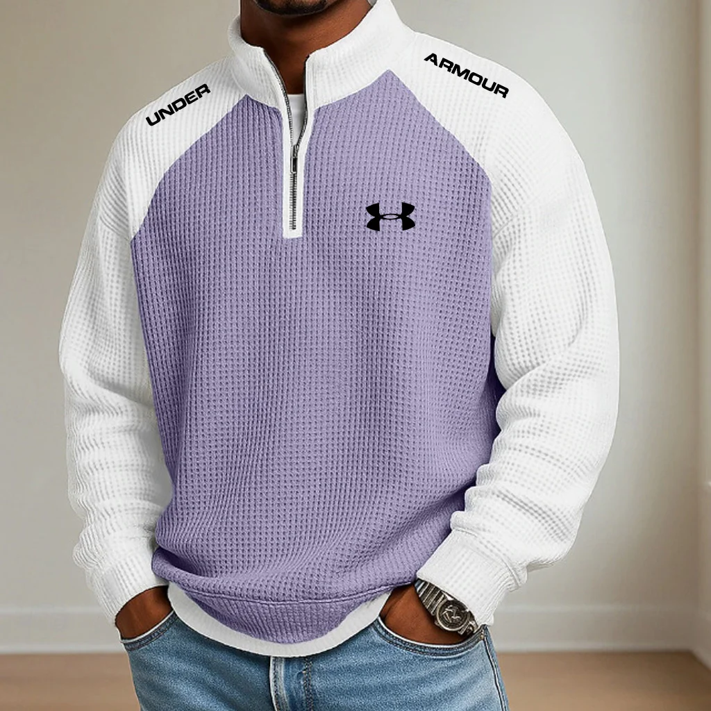Men's Casual Sports Half-Zip Stand-Collar Sweatshirt