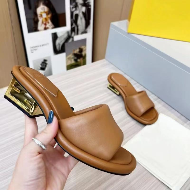 FEN* Metal Square Heel Slingback Flip-Flops