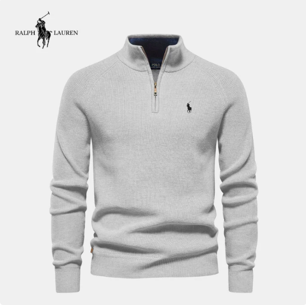 Men's Zippered Stand Collar Thick Warm Knit Sweater