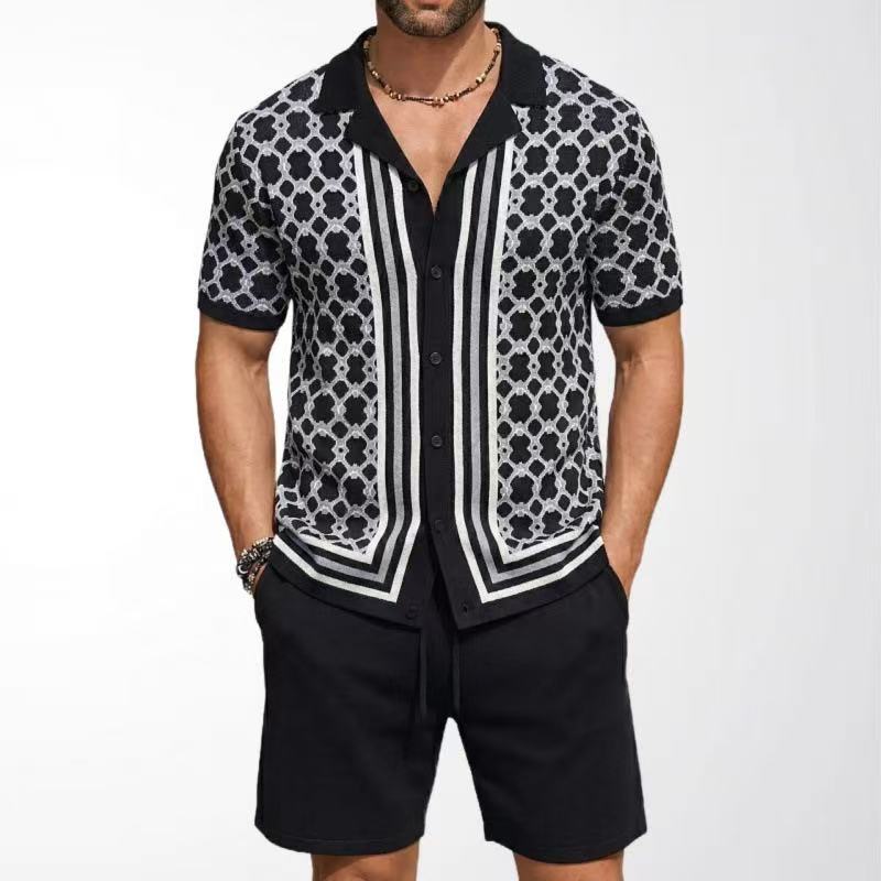 Men's Short-Sleeve Knit Shirt and Shorts Set