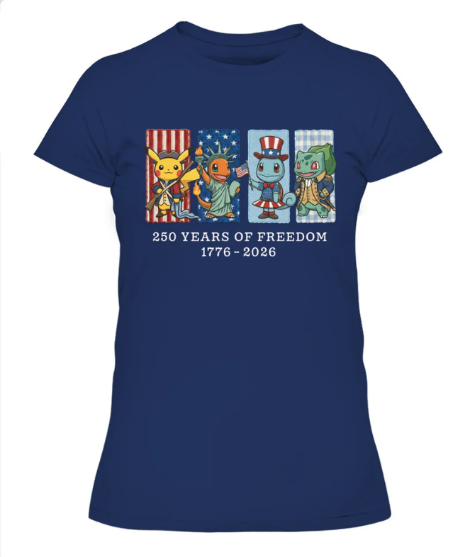 Pokemon 250 Years ofFreedom 1776-2026Patriotic Printed GraphicHoodie Sweatshirt T-Shirt $31.95