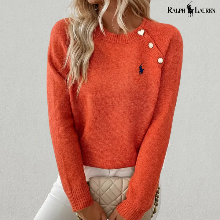 Classic Button-Shoulder Knit Sweater
