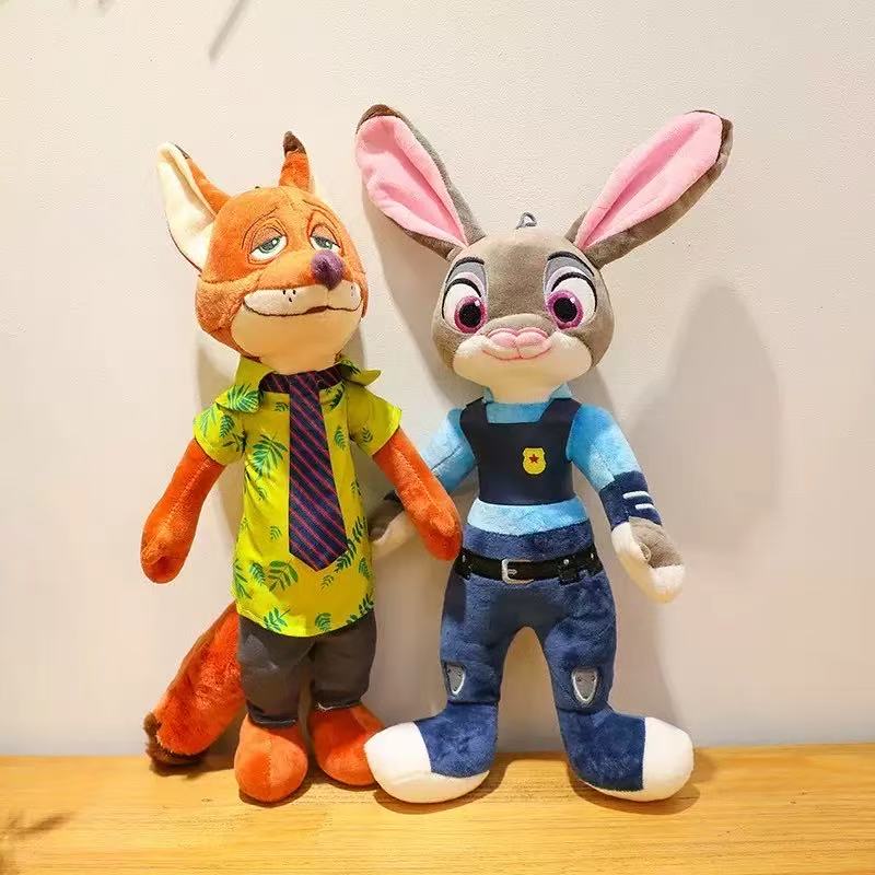 Fox and rabbit plush toys