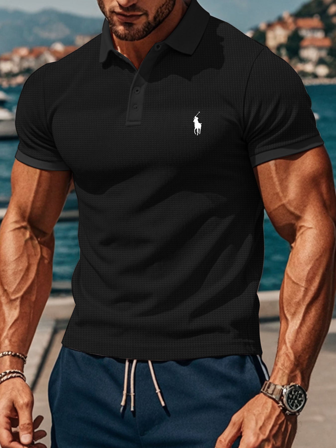 Men's Waffle Polo Shirt