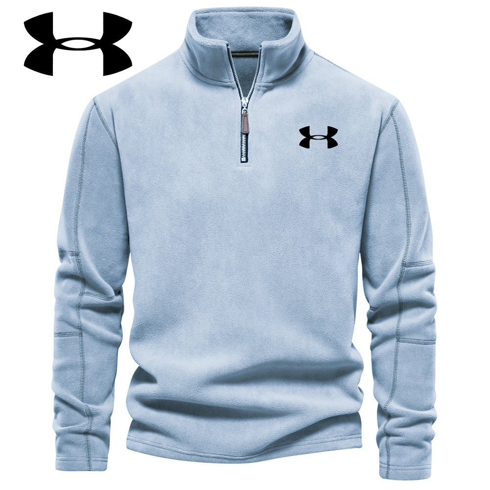 Men's stand-up collar zip-up fleece top