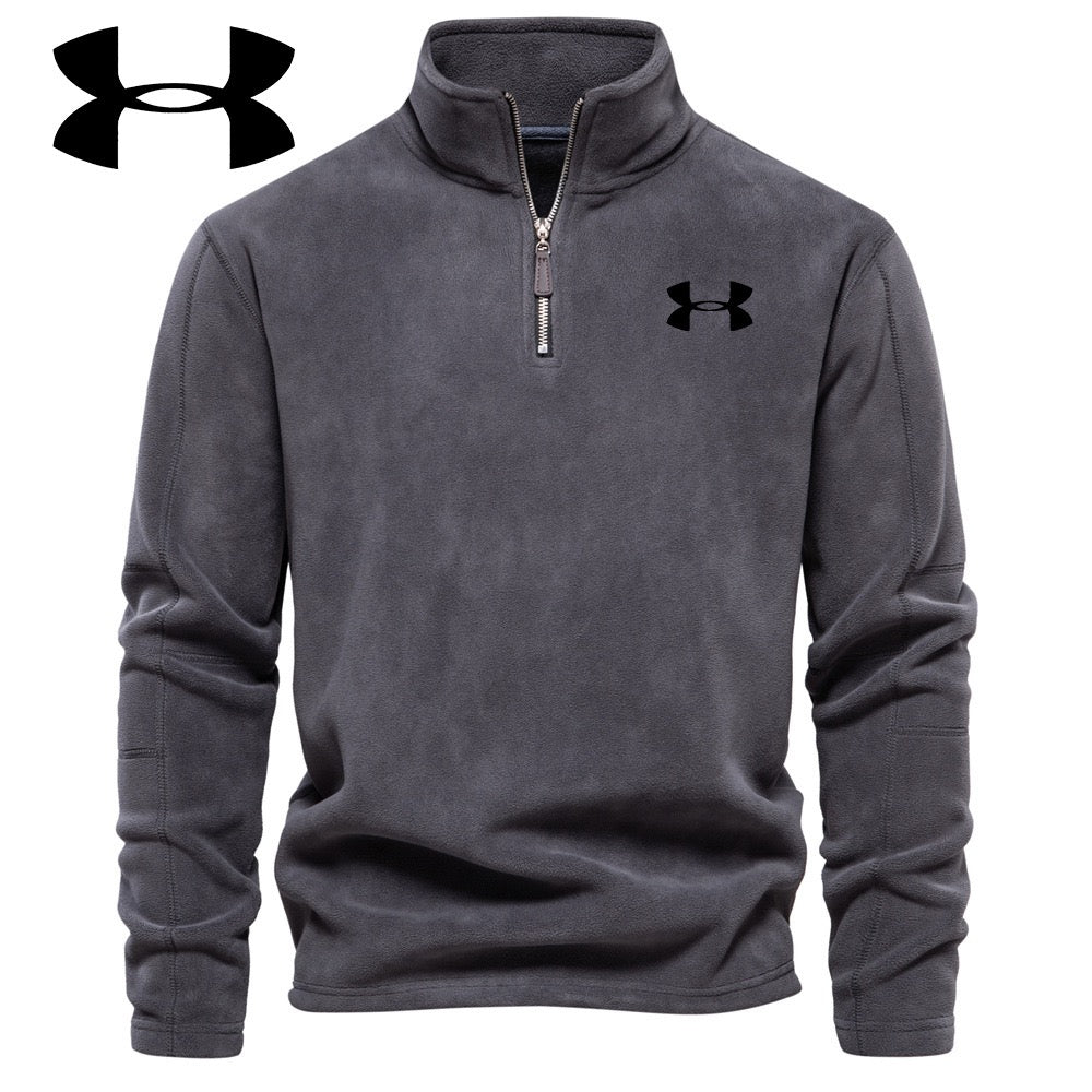 Men's stand-up collar zip-up fleece top