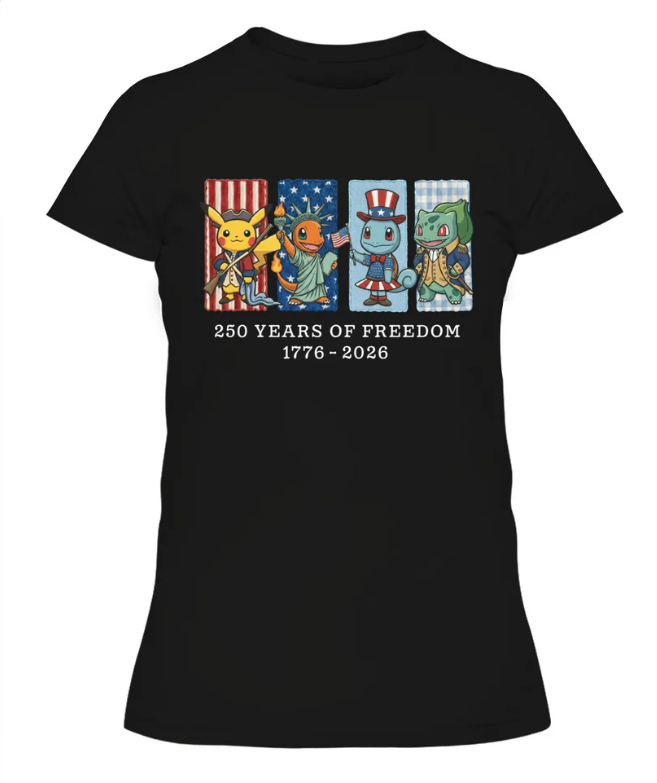 Pokemon 250 Years ofFreedom 1776-2026Patriotic Printed GraphicHoodie Sweatshirt T-Shirt $31.95