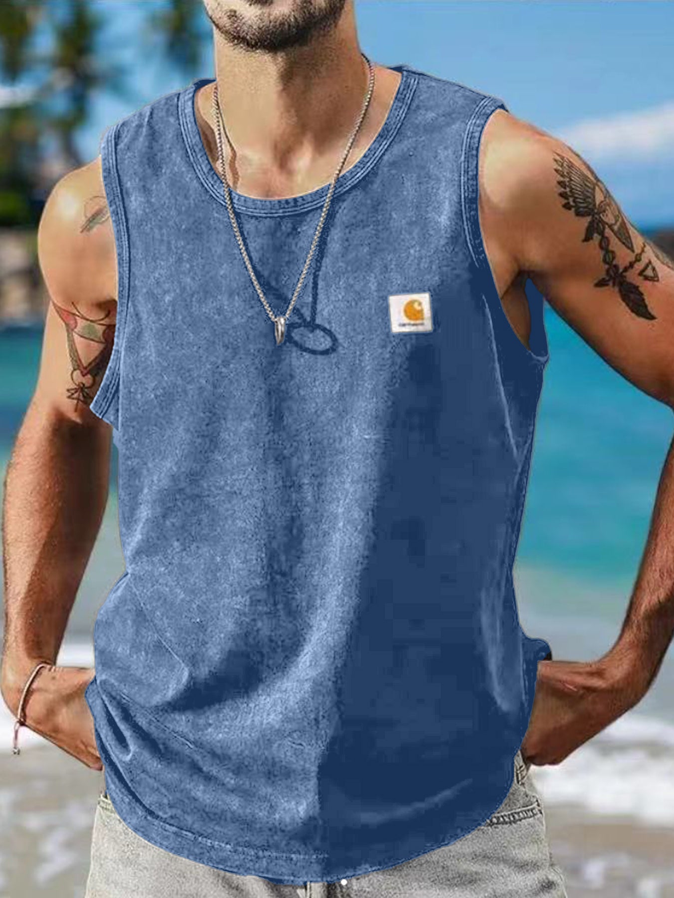 Men's Vintage Distressed Casual Sleeveless Vest Tank Top