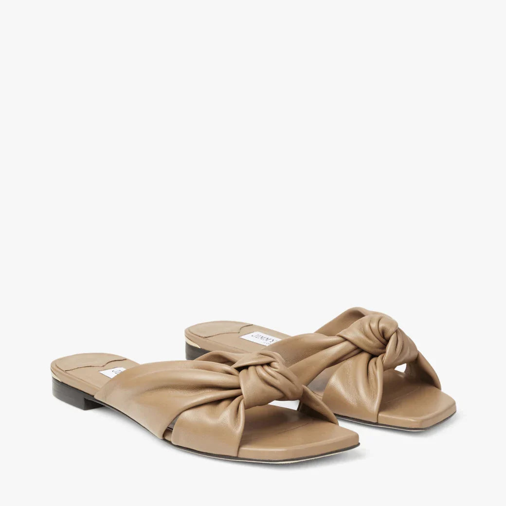 JC**  1: 1 VIP latte nappa leather flat sandals