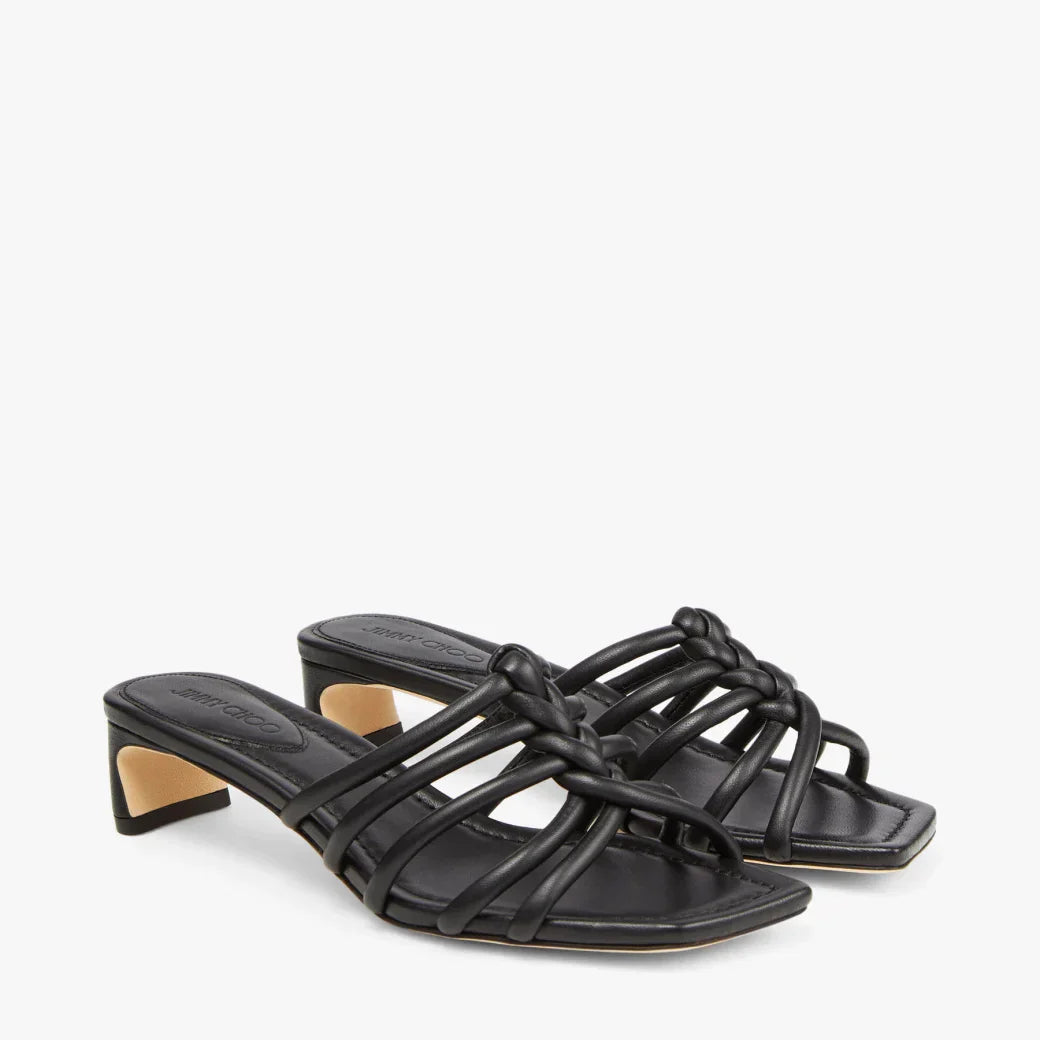 J**C* new silver metallic leather mules