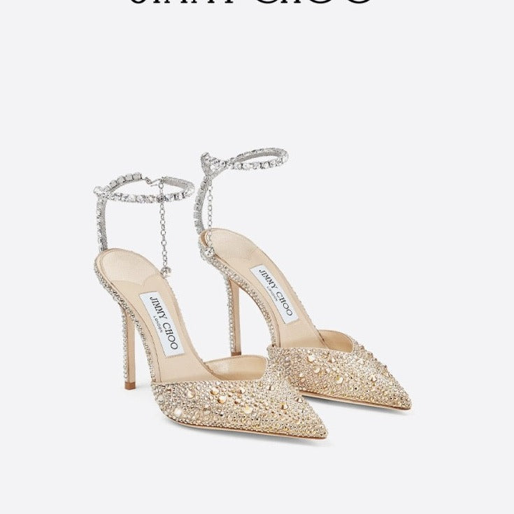 JIM* CHO* full diamond pointed toe crystal shoes 1:1 VIP