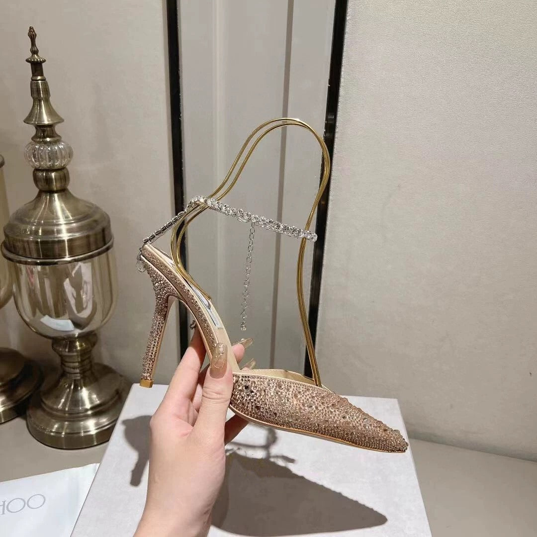 JIM* CHO* full diamond pointed toe crystal shoes 1:1 VIP