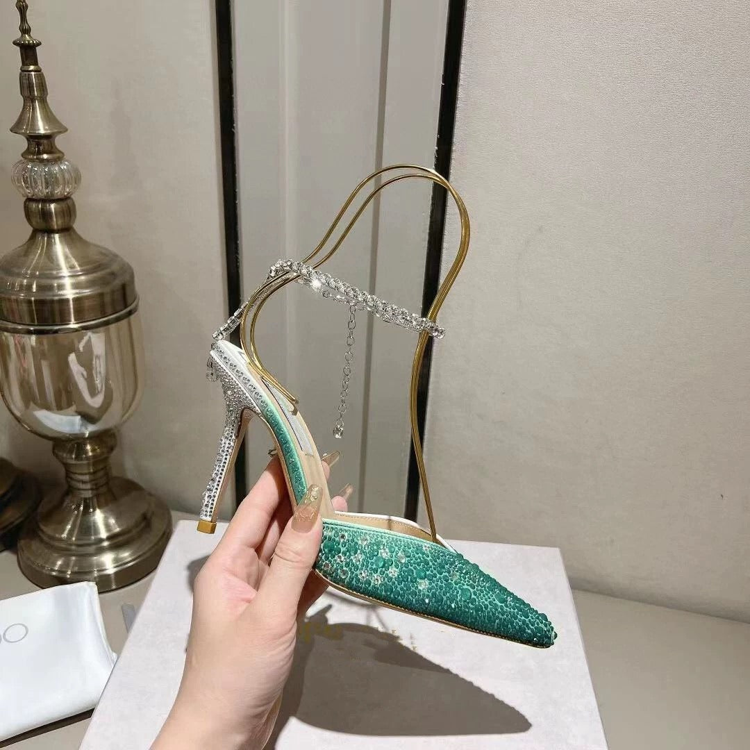 JIM* CHO* full diamond pointed toe crystal shoes 1:1 VIP