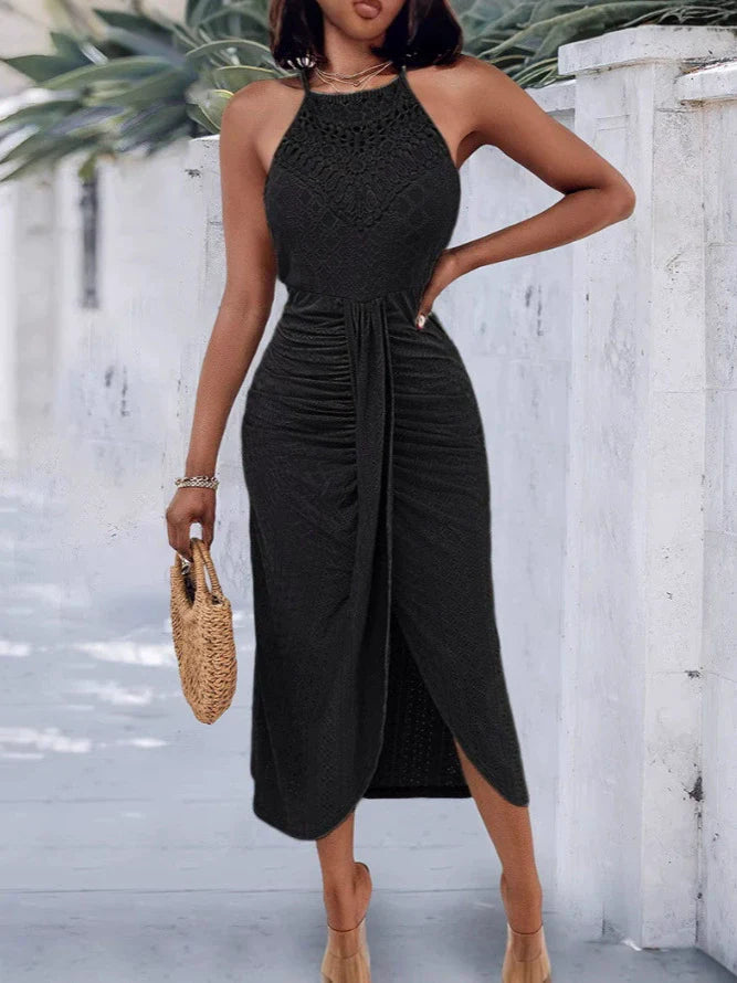 Solid Color Cutout Long Dress