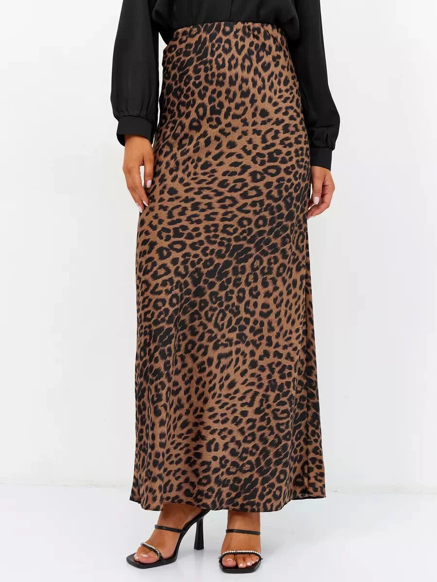 Leopard Print Silky Long Dress