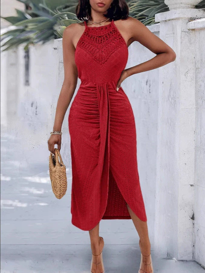 Solid Color Cutout Long Dress