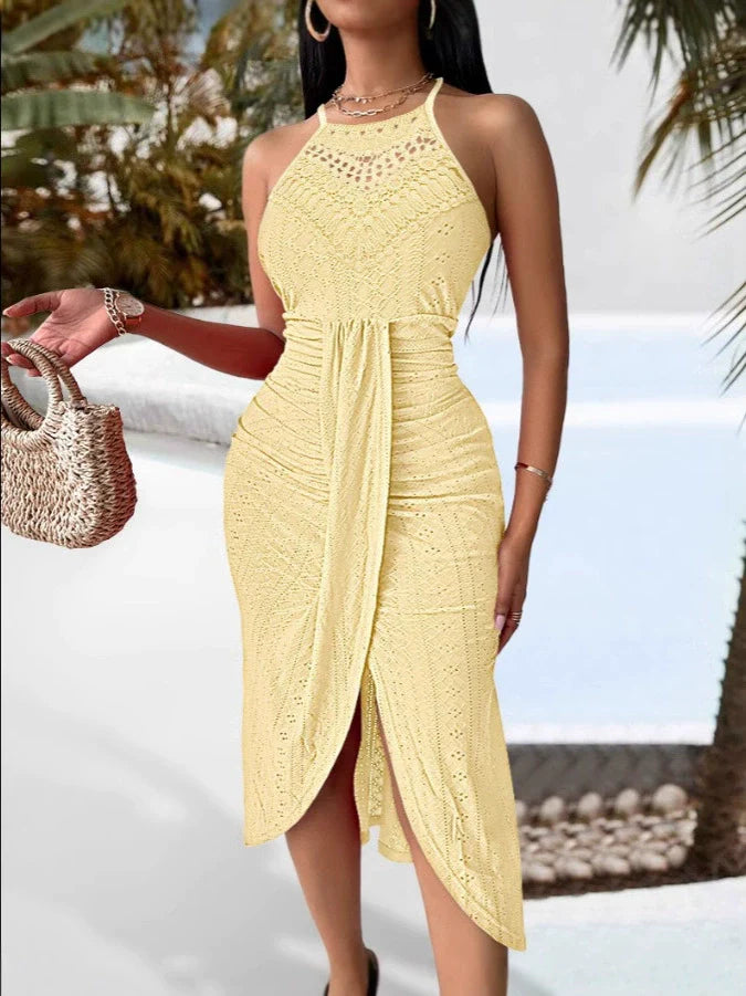 Solid Color Cutout Long Dress