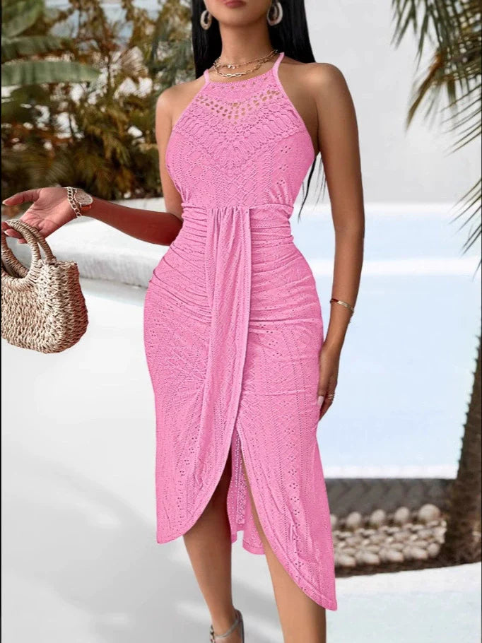 Solid Color Cutout Long Dress