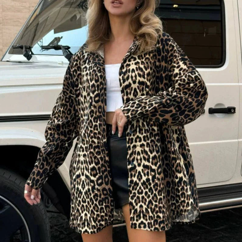 Leopard Print Long Shirt