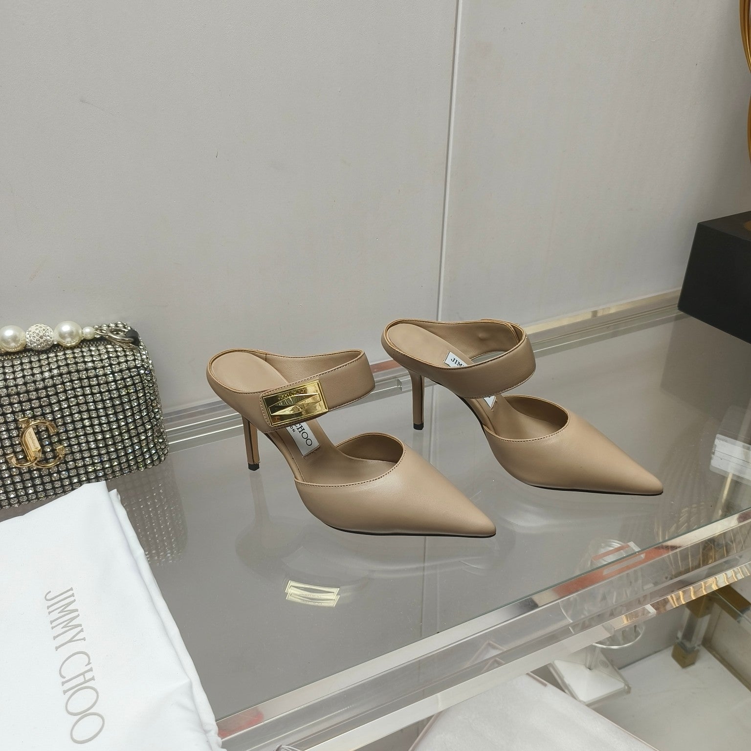 J**C* new high quality metal buckle half slippers for women