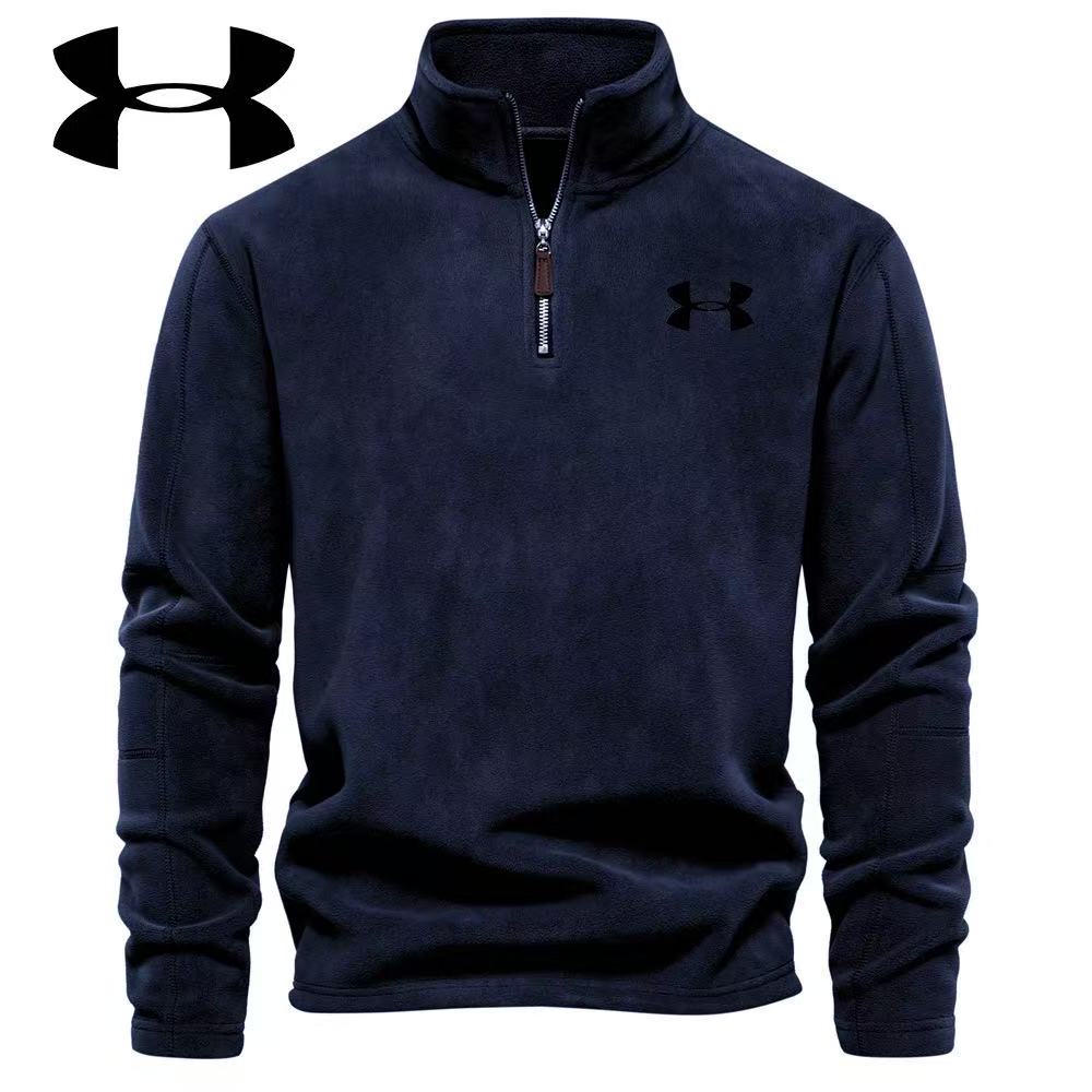 Men's stand-up collar zip-up fleece top
