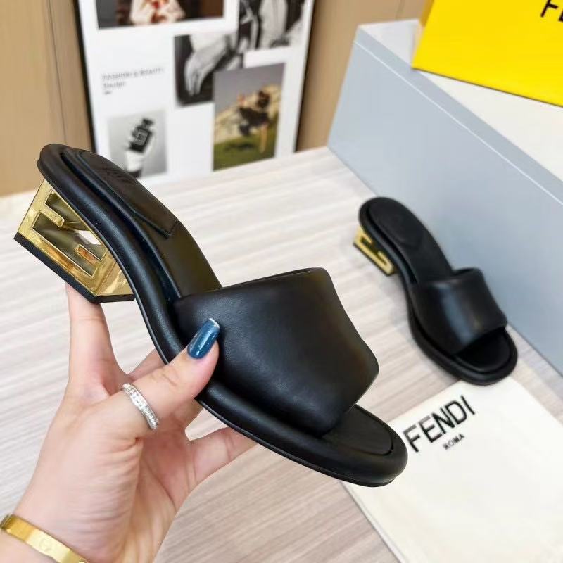 FEN* Metal Square Heel Slingback Flip-Flops