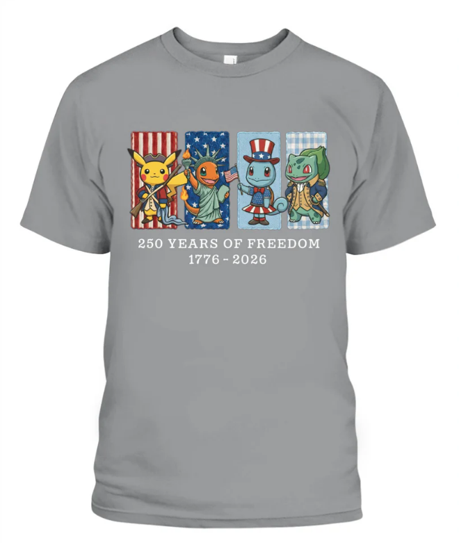 Pokemon 250 Years ofFreedom 1776-2026Patriotic Printed GraphicHoodie Sweatshirt T-Shirt $31.95