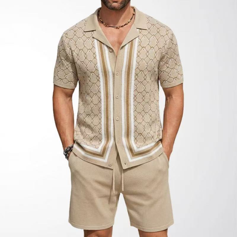 Men's Short-Sleeve Knit Shirt and Shorts Set
