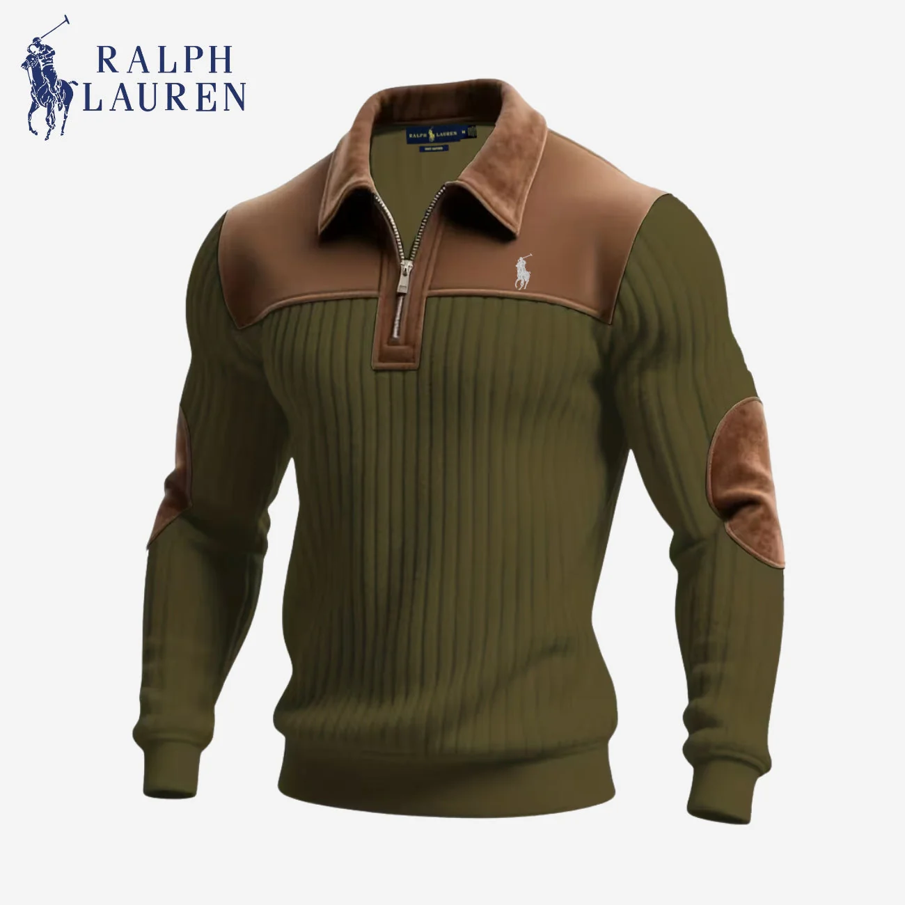 Men's Ribbed Half-Zip Knit Sweater