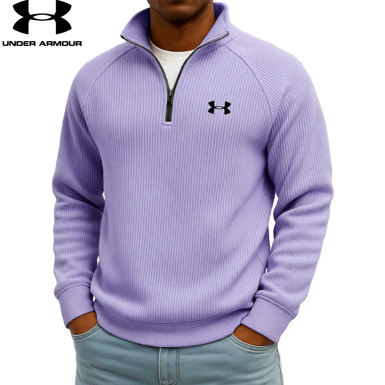 UA Ribbed Performance Quarter-Zip Sweatshirt