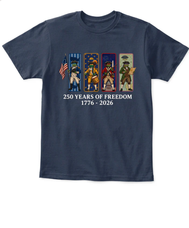Teenage Mutant NinjaTurtles 250 Years ofFreedom 1776-2026Patriotic Printed GraphicHoodie Sweatshirt T-Shirt