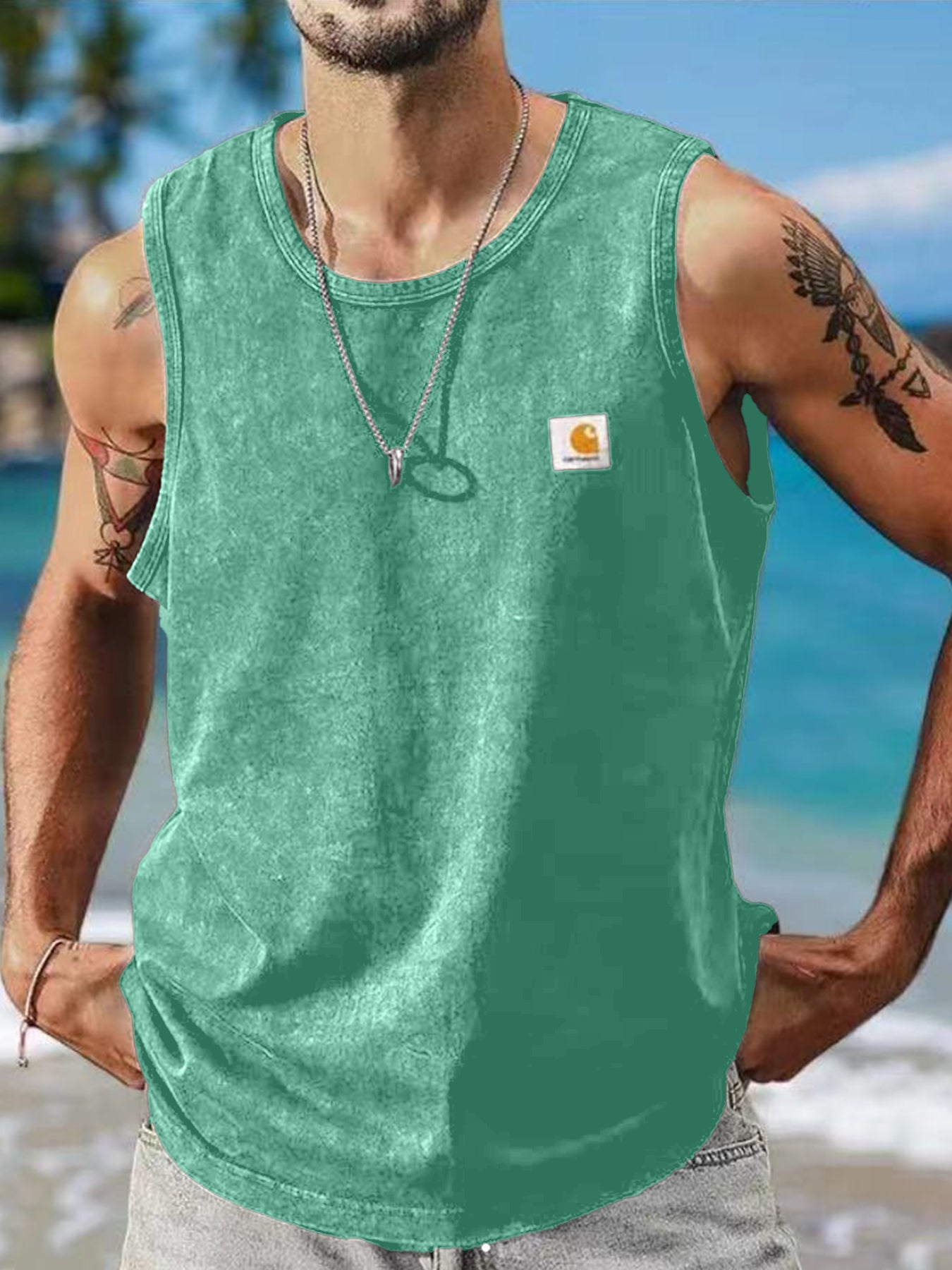 Men's Vintage Distressed Casual Sleeveless Vest Tank Top